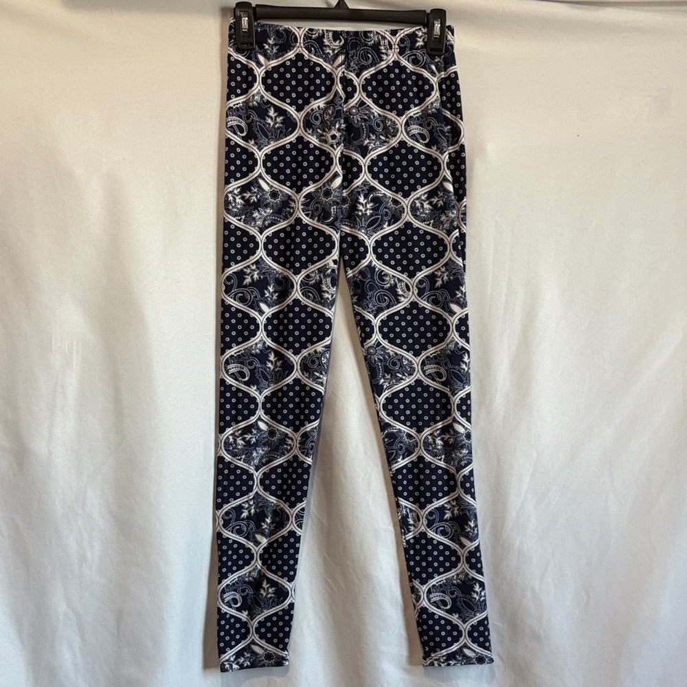 Chic Navy and White Patterned Women's Leggings SM16